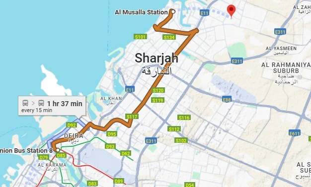 E400 Bus Route Map