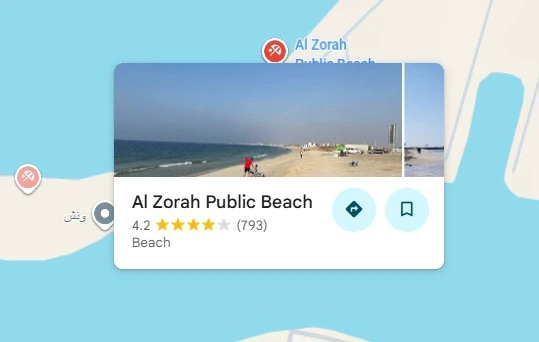 Al Zorah Beach location