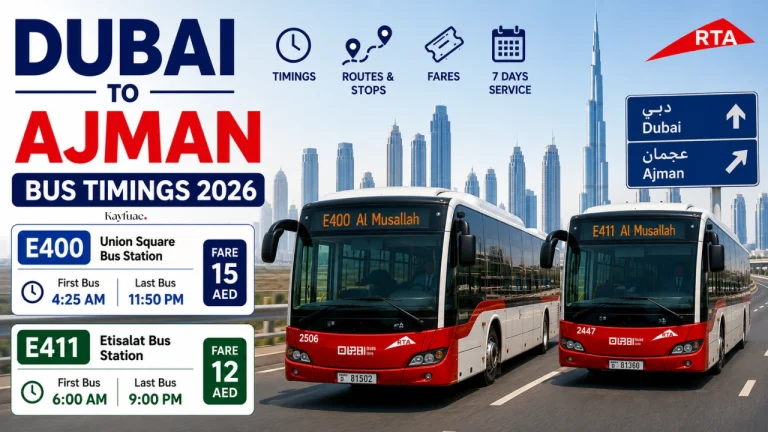 Dubai to Ajman Bus Timings
