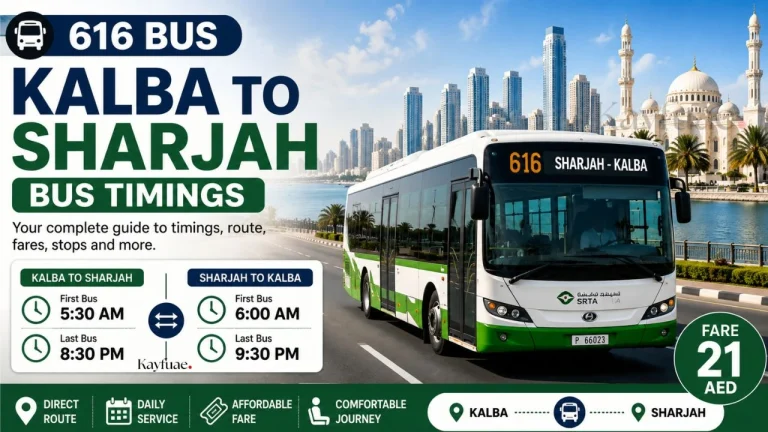 Kalba to Sharjah Bus Timings