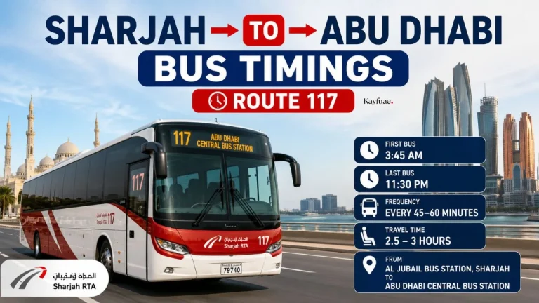 Sharjah to Abu Dhabi Bus timings