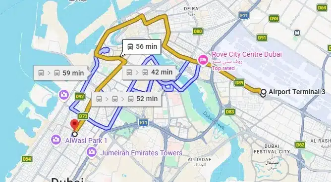 C1 bus route Dubai map