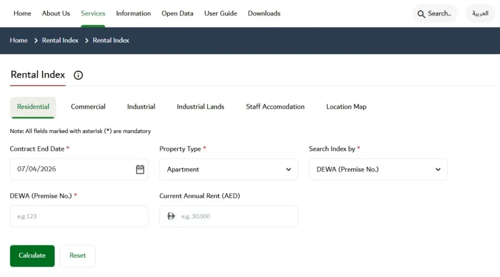 RERA Index Calculator Dubai
