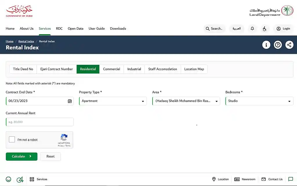 RERA Index Calculator