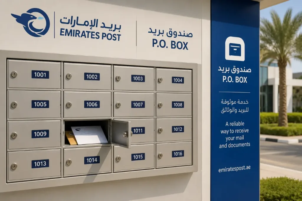 Emirates Post P.O. Box mailbox in Abu Dhabi