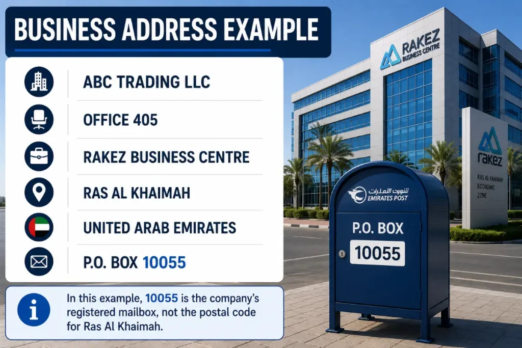 Ras Al Khaimah Postal Address formate for Business