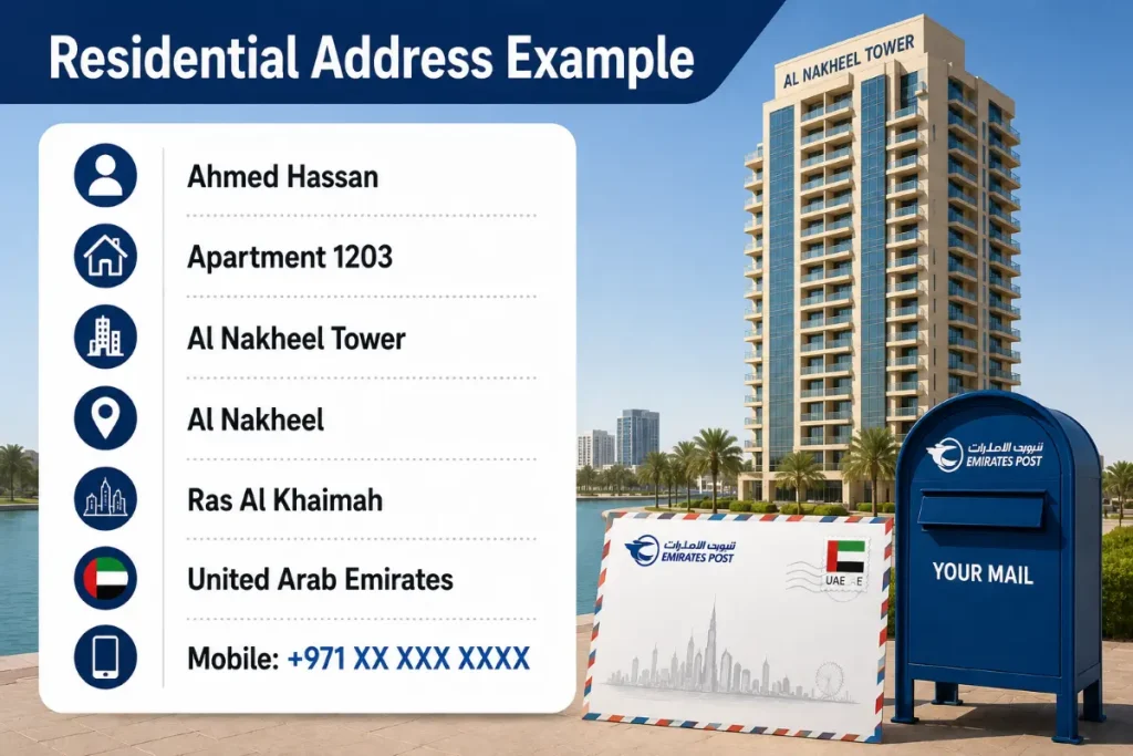 Ras Al Khaimah Postal Address formate for residential